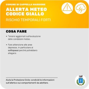 Allarme meteo codice giallo temporali