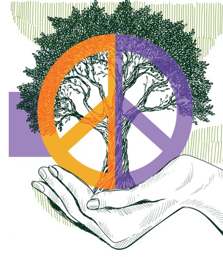 LogoPace Simbolo della pace, mani, albero